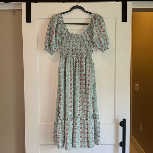 HILL HOUSE Louisa nap dress Trailing Vine print, midi dress XS - Picture 1 of 6